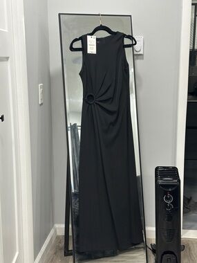 Zara Black Sleeveless Maxi Dress with Ring Detail